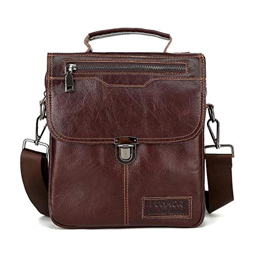 Borsa a tracolla pelle valigetta Cartella degli uomini di affari Handbag Shoulder Messenger casual per la Castano