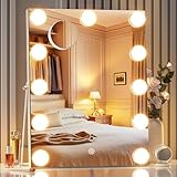 MINISO Vanity Mirror with Lights and Bluetooth Speaker- 10.6' x 13.8' Hollywood Makeup Mirror with 3 Color Lights, Smart Touch Control