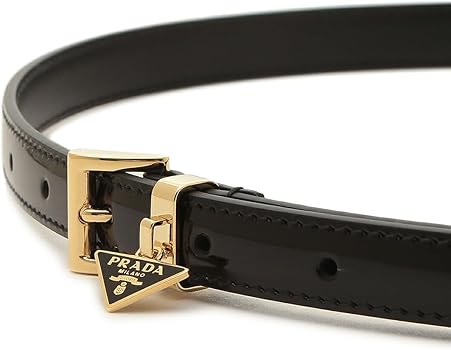 PRADA ブラックレザーベルト ロゴプレート付き Amazon | [Prada] [プラダ] ベルト トライアングルロゴ ブラック