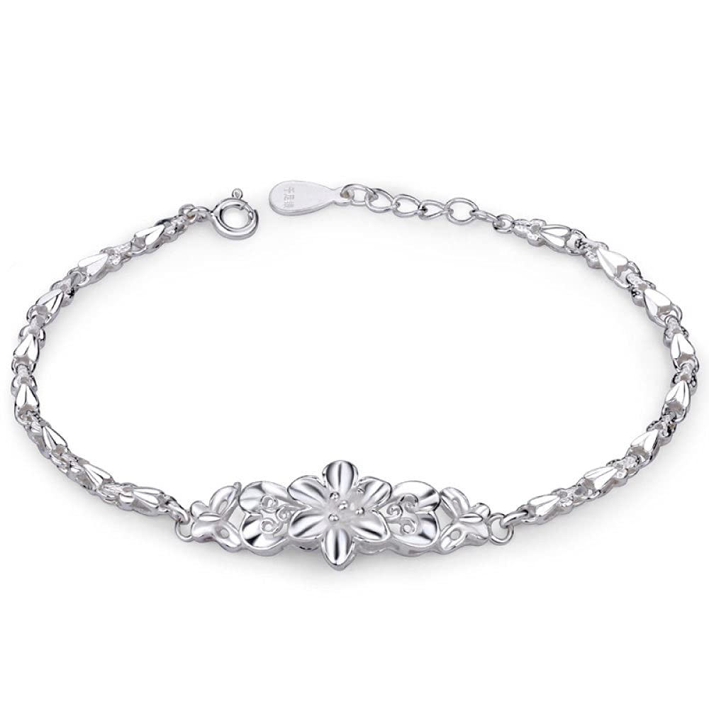Bracciale Argento Donna,Bracciale Donna In Argento Sterling S990 Bracciale Cinese Vintage Peonia Bracciale Regolabile Bracciale Da Donna In Argento Sterling Gioielli Regali Per Sua Moglie Fidanzata