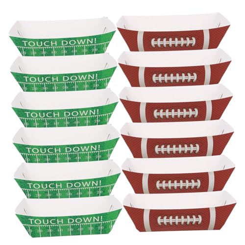 Veemoon - Veemoon Lot De 50 Barquettes De Nourriture Plateaux À Frites Décoration De Fête De Football Bateau À Snacks Support Pour Hot-Dogs Plateaux En Papier Bateaux De Service En Papier
