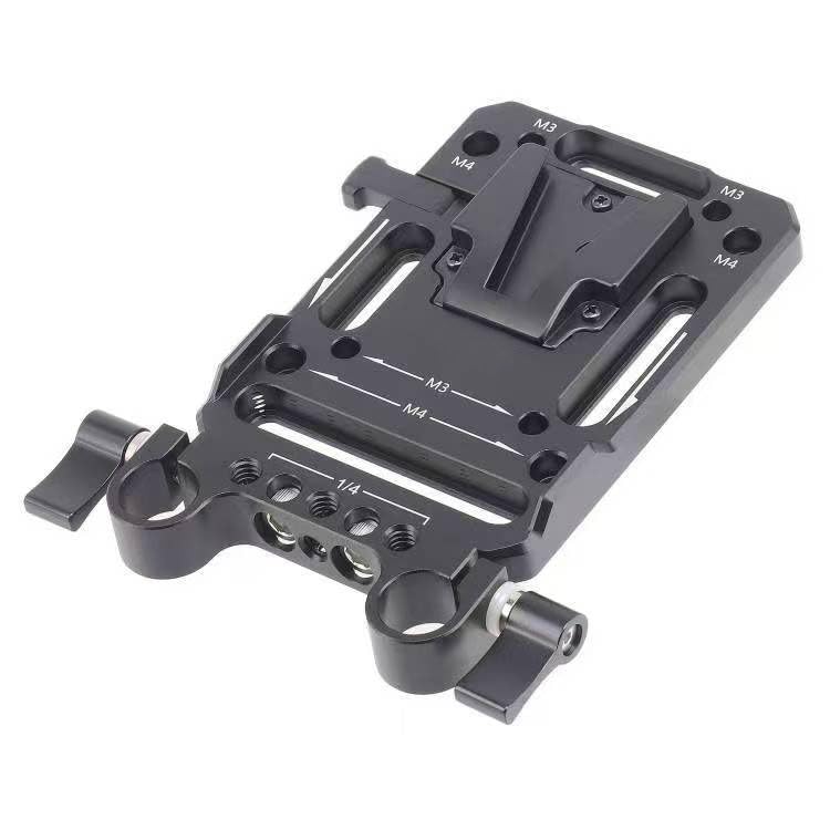 Placa de batería de montaje en V con liberación rápida y soporte de varilla dual 15mm 2