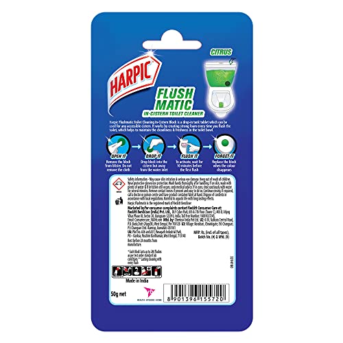 Image of Harpic Flushmatic - Citrus 50 gm | In-Cistern Toilet Cleaner Blocks