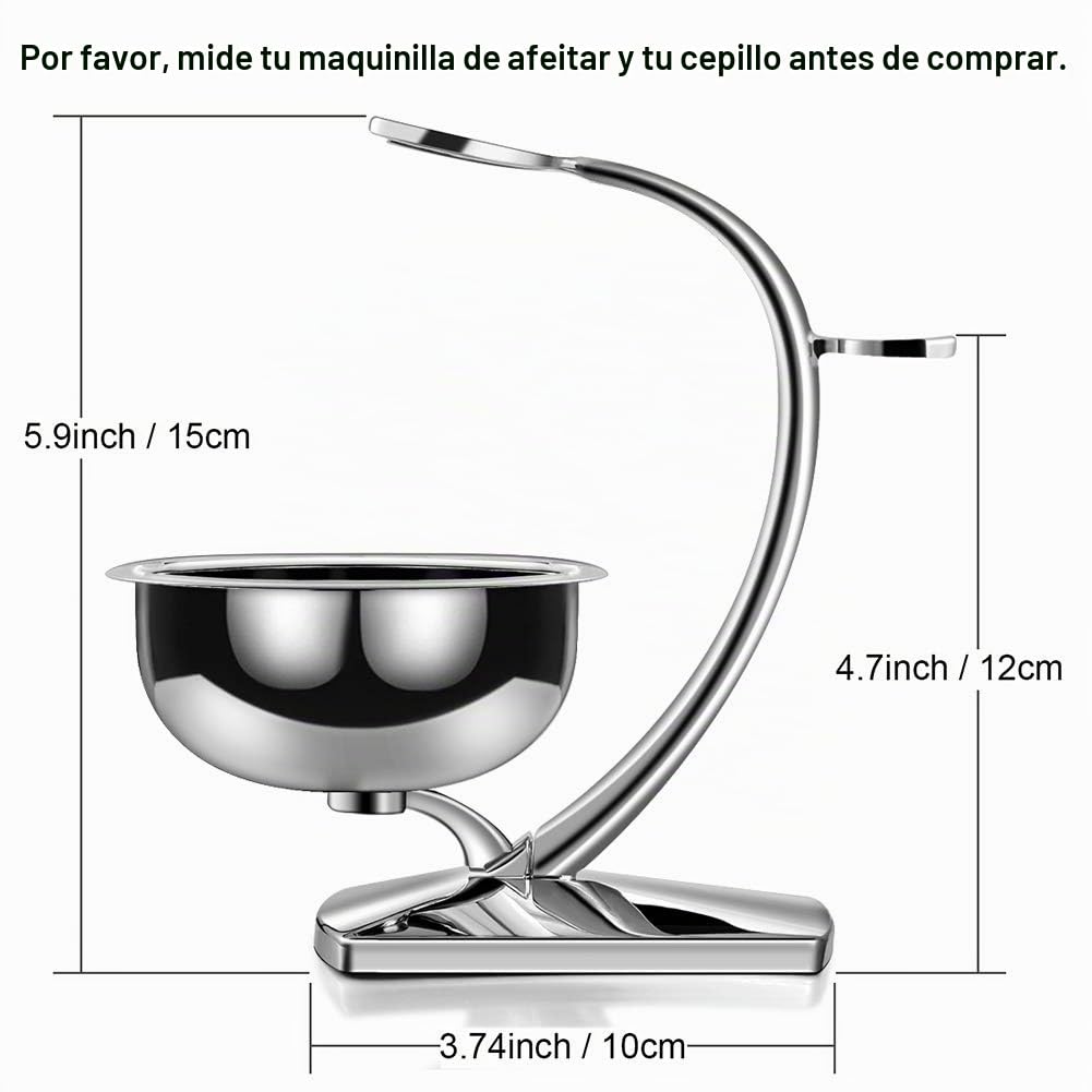 Juego de afeitar GRUTTI, maquinilla de afeitar de cromo de lujo y soporte para brocha con tazón de jabón y brocha de afeitar de pelo de tejón Navaja de seguridad compatible con Fusion 5