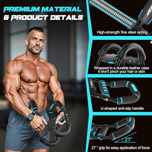 Image of Twister Arm Trainer for Men, Chest Workout Equipment 5-Level Adjustable (40-130lb) with Ergonomic 27 Targets Biceps /Clip /Thigh, Portable Exerciser for Home Gym Travel Fitness