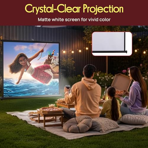 Pyle 50" Inch Portable Projector Screen - Portable Floor Standing Fold-Out Roll-Up Tripod Manual, Mobile Movie Screen, Home Theater Cinema Wedding Party Office Presentation, Quick Assembly by Pyle - Used condition - Image 2