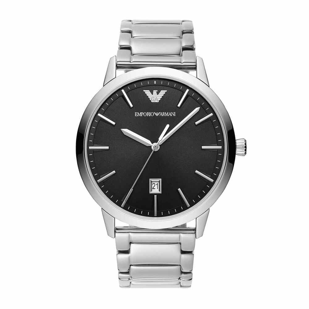 Emporio Armani Orologio Uomo, movimento a tre lancette con data, cassa 43 mm in acciaio inossidabile con bracciale in acciaio inossidabile, AR11310