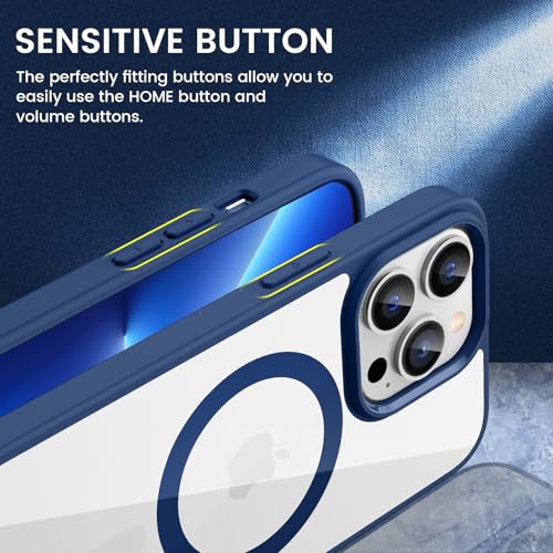 Image of VEGO Case for iPhone 13 Pro Max /iPhone 12 Pro Max Magnetic Case, Clear Hard PC Back Cover + Soft TPU Frame Slim Resist Scratches Protective Bumper Magnet Case for iPhone 13 Pro Max 6.7 inch -Navy Blue