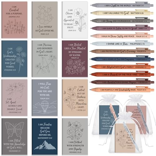 Image of Mooliwe 24 Pcs Positive Affirmation Gift Set Gratitude Notebooks with Pens Small Bags Motivational Encouragement Notepads Daily Affirmations Journal for Women Stress Relief Self Care (Prayer)