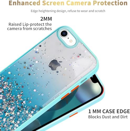 Image of VONZEE Case Compatible with iPhone 7 & iPhone 8 (4.7 inch), Non Moving Glitter Cover for Girls & Women Soft TPU Shockproof Anti Scratch Drop Protection Cover (Mint Green)