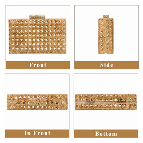GOKTOW Rattan Acrylic Bag Clutch Purse Evening Bag Woven Handbag Summer Beach Purse4