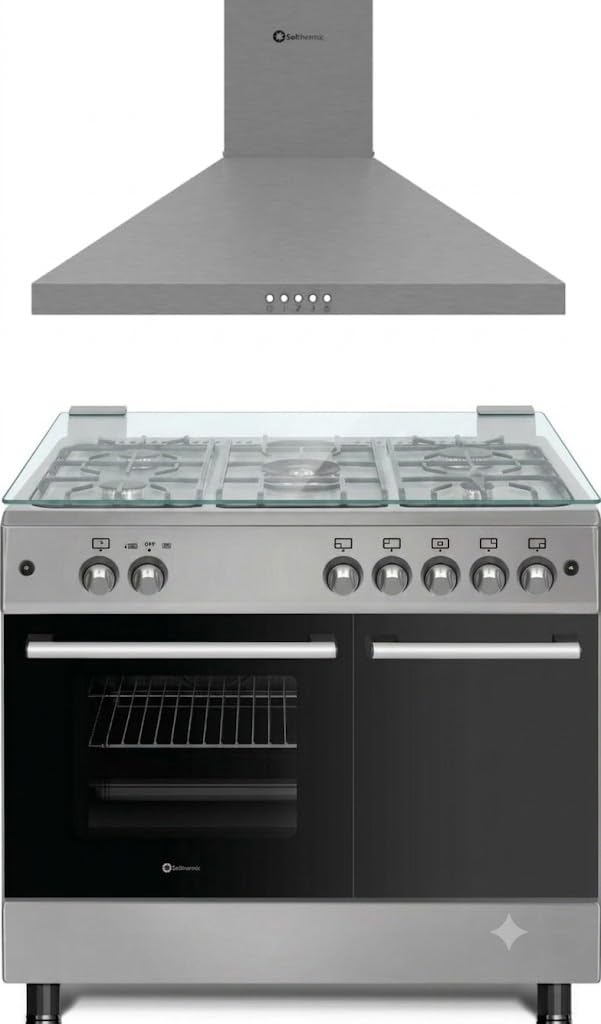 PACK 90 CM COCINA A GAS PORTABOMBONA SOLTHERMIC Y CAMPANA EXTRACTORA / 3 VELOCIDADES / 650 M/H CAPACIDAD DE EXTRACCIÓN/SILENCIOSO