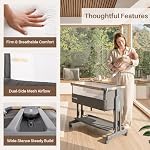 Maydolly 3-in-1 Lit bébé Bassint pour nouveau-né & Nursery, version de cadre en T pour la stabilité 7-Height Dortoir réglable avec mesh respirant, panier de rangement & Roulettes verrouillables