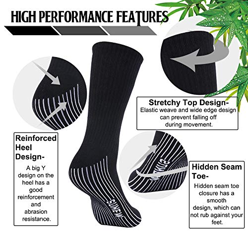 Sunew Viscose Bamboo Socks, Unisex Cushioned Comfortable Crew Workout Hiking Socks 3 Pairs4