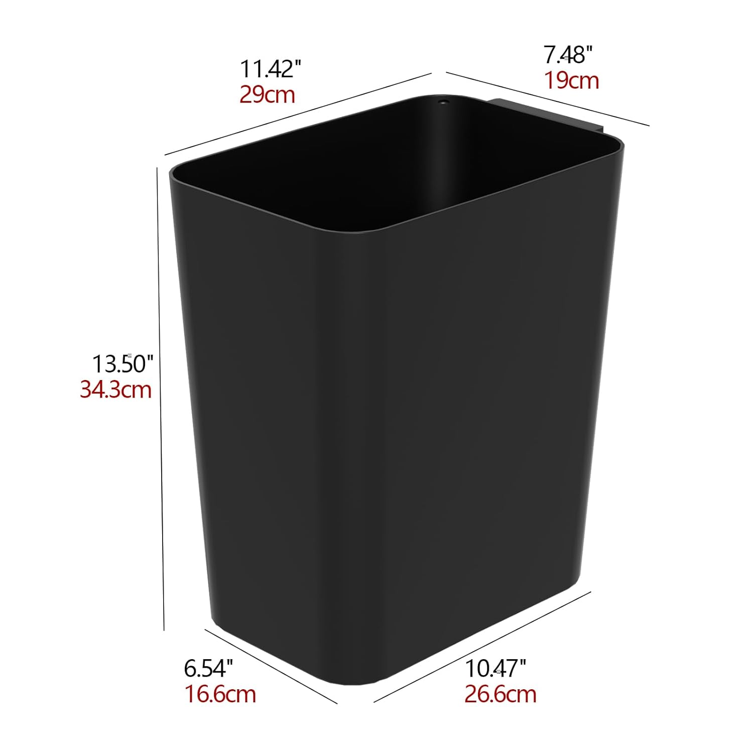 4.5 Gallon Slim Plastic Wastebasket, 3 Pack Rectangular Small Trash Can Wastebasket for Office Bathroom Kitchen, Black
