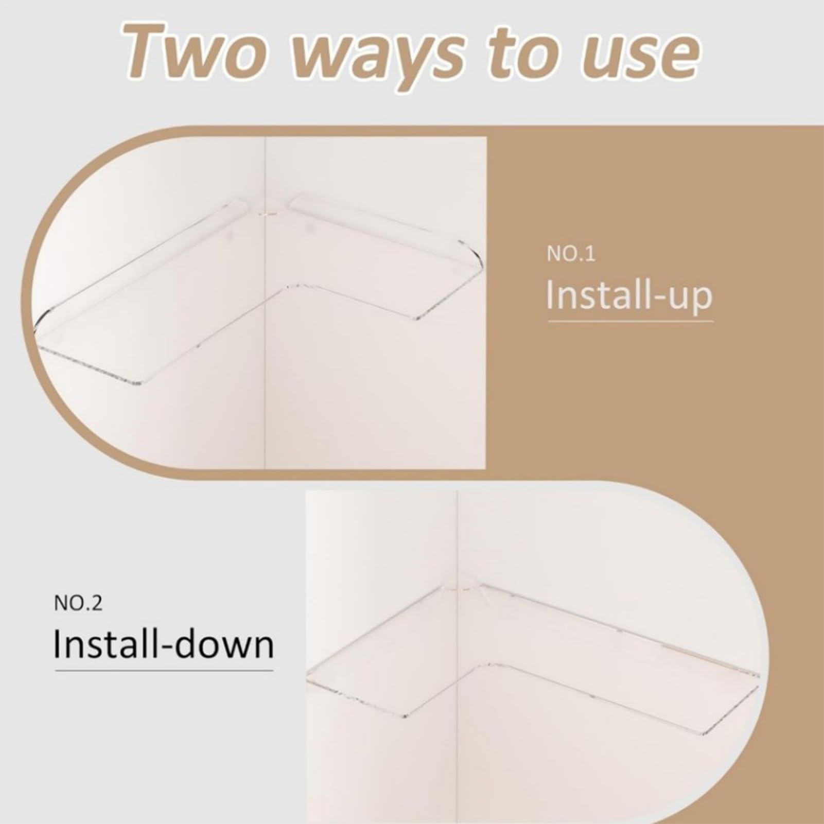 Scaffali galleggianti in legno resistente, 2 pezzi, in acrilico, mensole da parete per cucina, bagno, camera da letto, ufficio, elegante soluzione per la casa