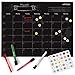 ARTEZA Monthly Dry Erase Magnetic Chalkboard Calendar Set (17x13 Black Calendar, 9x6 to-Do List, 9x6 Kitchen Conversion Chart, 12 Colorful fine tip Markers, 30 Mini Magnets, Sponge, Spray Bottle)