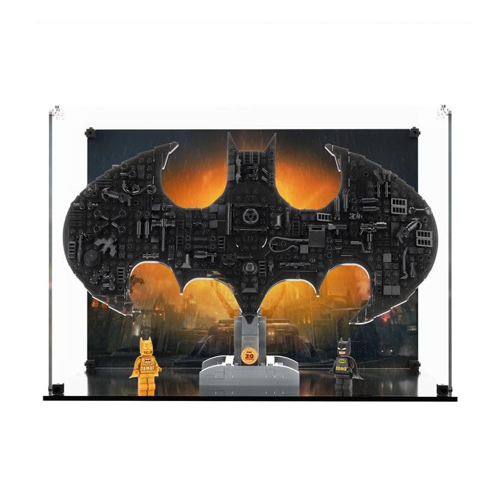 Display Case Compatible with LEGO 76330 Batman Logo - Display Case, (Printed Back Panel)