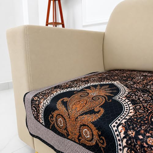Image of Homerz Premium 'Maharaja Paradise Series' Sofa Cover | Net Fabric Sofa Cover | Washable, Anti-Dust Backed & Wrinkle Resistant Cover (Sheesh Mahal, 1 Seater, Only Seat Cover)