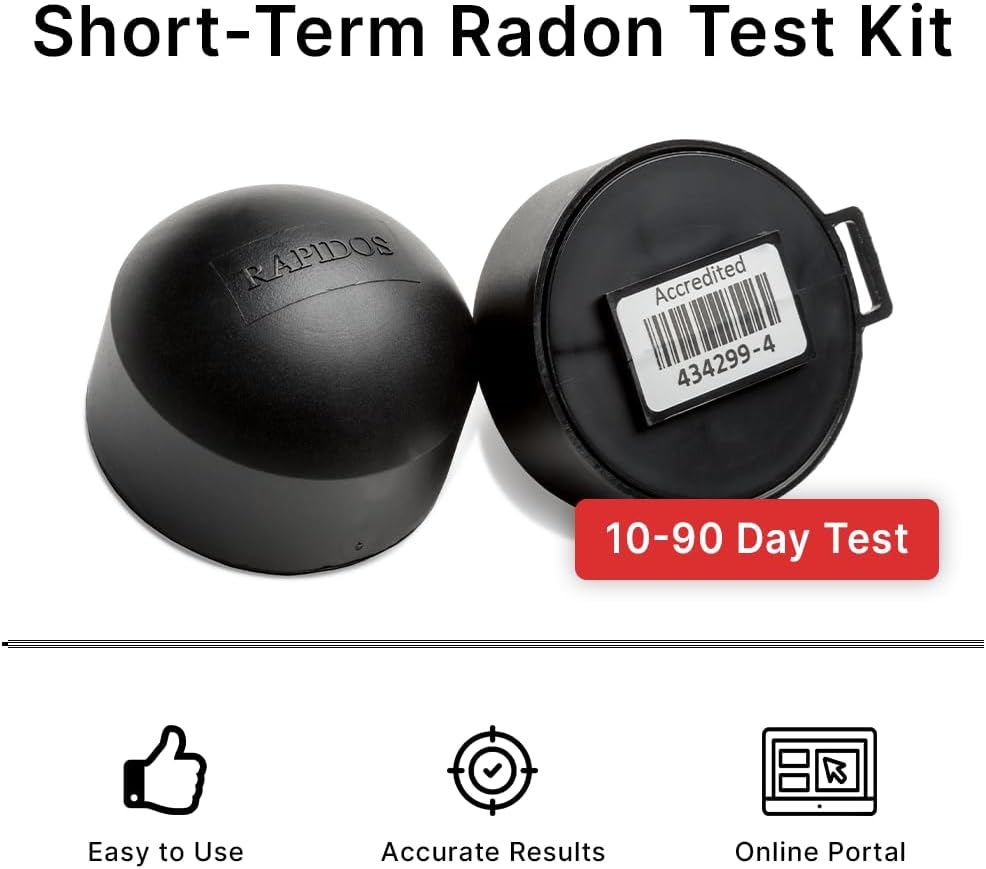 Rapidos Short-Term Radon Test Kit (10-90 Days) – Extremely Accurate Radon Detector for Home – EPA Approved Radon Home Test – Shipping and Lab Analysis Included