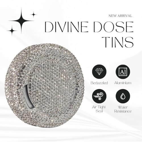 Bedazzled Metal Zyn Can | Divine Dose Rhinestone Metal Pouch Holder | Dual Compartment Aluminum Zyn Storage Tin | Lidden Container Storage Snus Can, Gift for Her (Silver)2