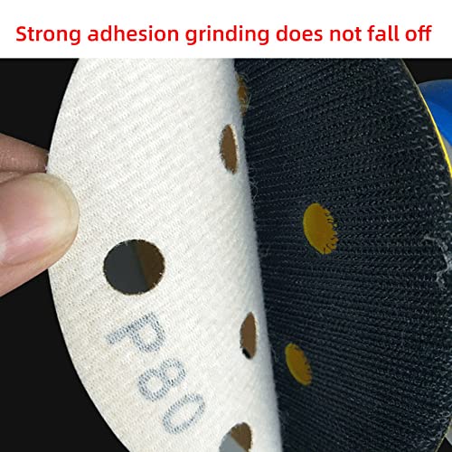 Yellow 100 Sheets 6 "15 Hhole Sandpaper 150Mm Round Flocking 80-600 Sand Abrasive Car Sander Polishing For Festool Sander,50 Pcs,80 #TOP5