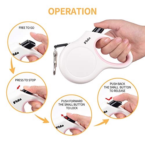 Fida Retractable Dog Leash, 16 Ft Dog Walking Leash For Small Dogs Up To 26Lbs, Tangle Free, White #TOP3