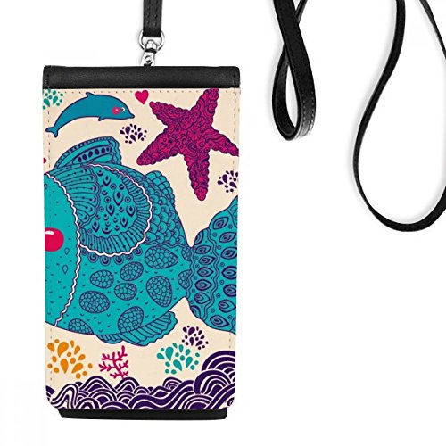 Porte-monnaie cadeau téléphone coraux dessin ligne cartoon noir