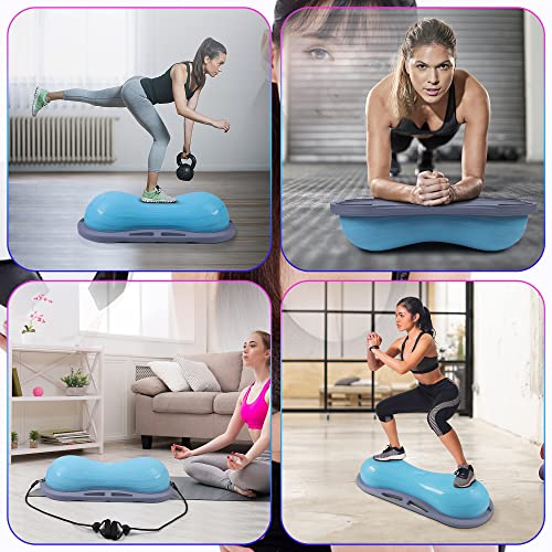 Image of Nice C Balance Ball, Half Ball, Balance Ball, Exercise Workout Trainer, with Resistant Band, Strength Fitness Yoga with Bonus Foot Pump