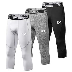 MEETYOO Men’s 3/4 Compression Pants Leggings Tights for Men,Workout Base Layer