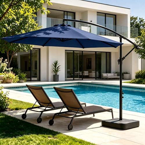 OLILAWN 10FT Cantilever Offset Outdoor Umbrella with Base Included