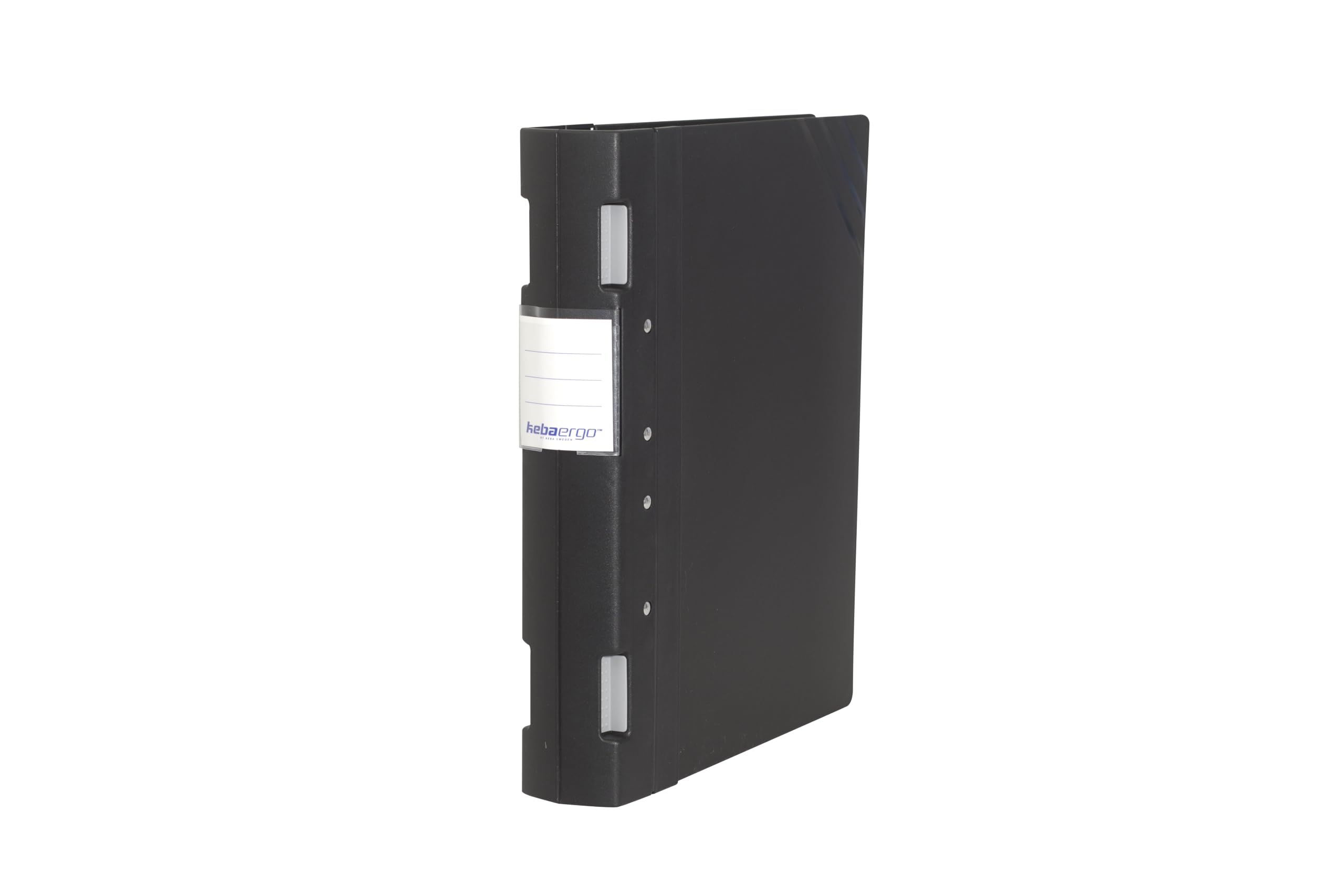 KEBA Ergogrip A4 Plus Ring Binder, Extra Wide 55mm Spine, 4 Ring / 8 Prong, Polypropylene Document Organiser, Holds 480 Sheets, Made in Sweden (Black/Black Solid)