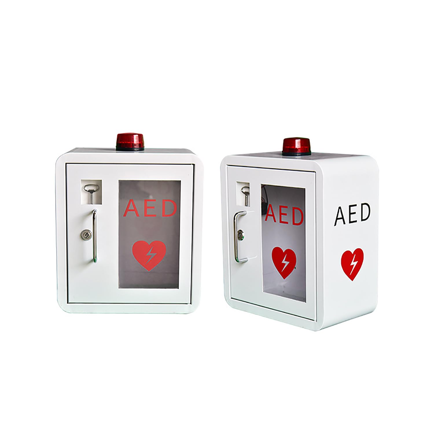 AED-Defibrillator-Aufbewahrungsschrank mit Schlüssel, wandmontierter Erste-Hilfe-Kasten aus Stahl für Zuhause, Pflege, Bus, öffentliche Orte – passend für die meisten AED-Modelle, Defibrillationsala