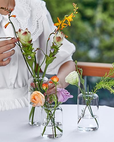 ZENS Bud Vases in Bulk Set of 16, Modern Small Glass Vases for Flower Clear Bud Vases for Wedding Centerpiece, Modern Blown Small Vase for Flowers, Wedding Party Events Decorative Home Decor - Image 5