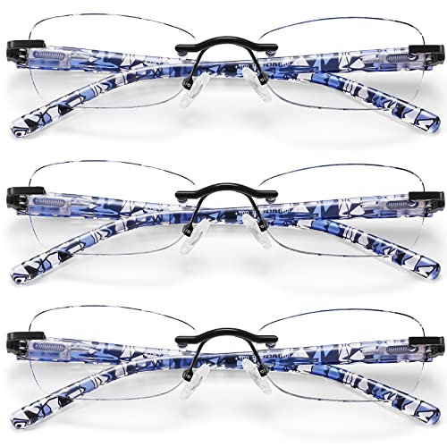 VVDQELLA Gafas de lectura sin marco para mujer, antiluz azul, con bisagra de resorte, con paño para gafas y bolsa para el polvo 2.25 Cover