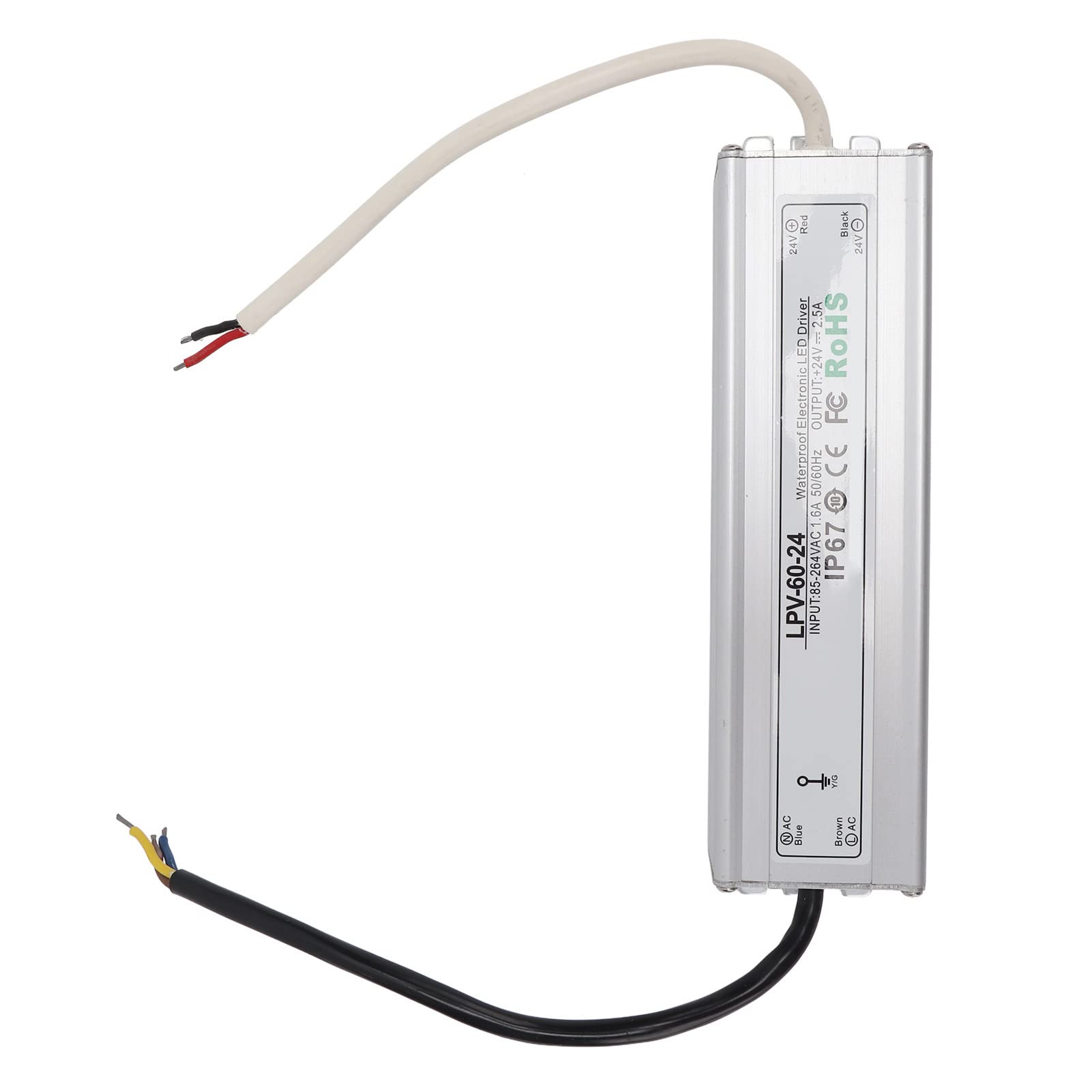 Driver LED impermeabile IP67, trasformatore di alimentazione LED a tensione costante 24 V con OCP regolabile, alloggiamento in lega di alluminio per luci LED da interno e da (LPV-60W-24V2)