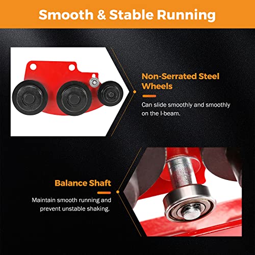 Beamnova Manual Trolley For I-Beam 1 Ton Push Geared Overhead For Pa600 Pa700 Pa800 Pa900 Pa1000 Electric Hoist With Heavy Duty 6 Wheels, Wide Flange, 2204 Lbs Loading Capacity #TOP2