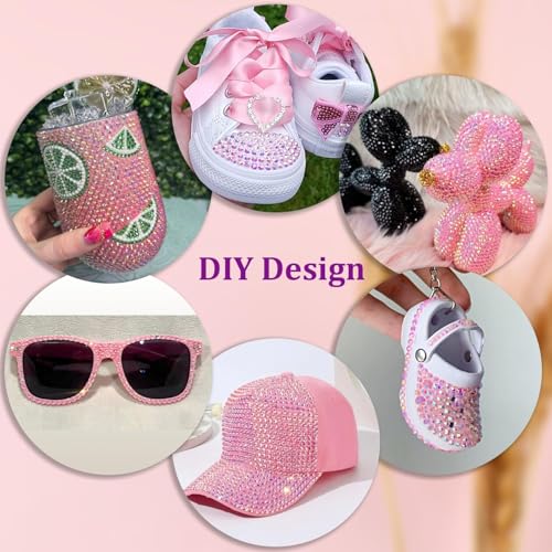 Image of Resin Rhinestones for Crafting with 3Pcs 10ml B7000 Jewelry Glue, 1 Box Light Pink AB Flatback Gems Crystals Diamond for Bedazzling Crafts DIY Nail Art Makeup, Gems for Clothing Tumblers Shoes