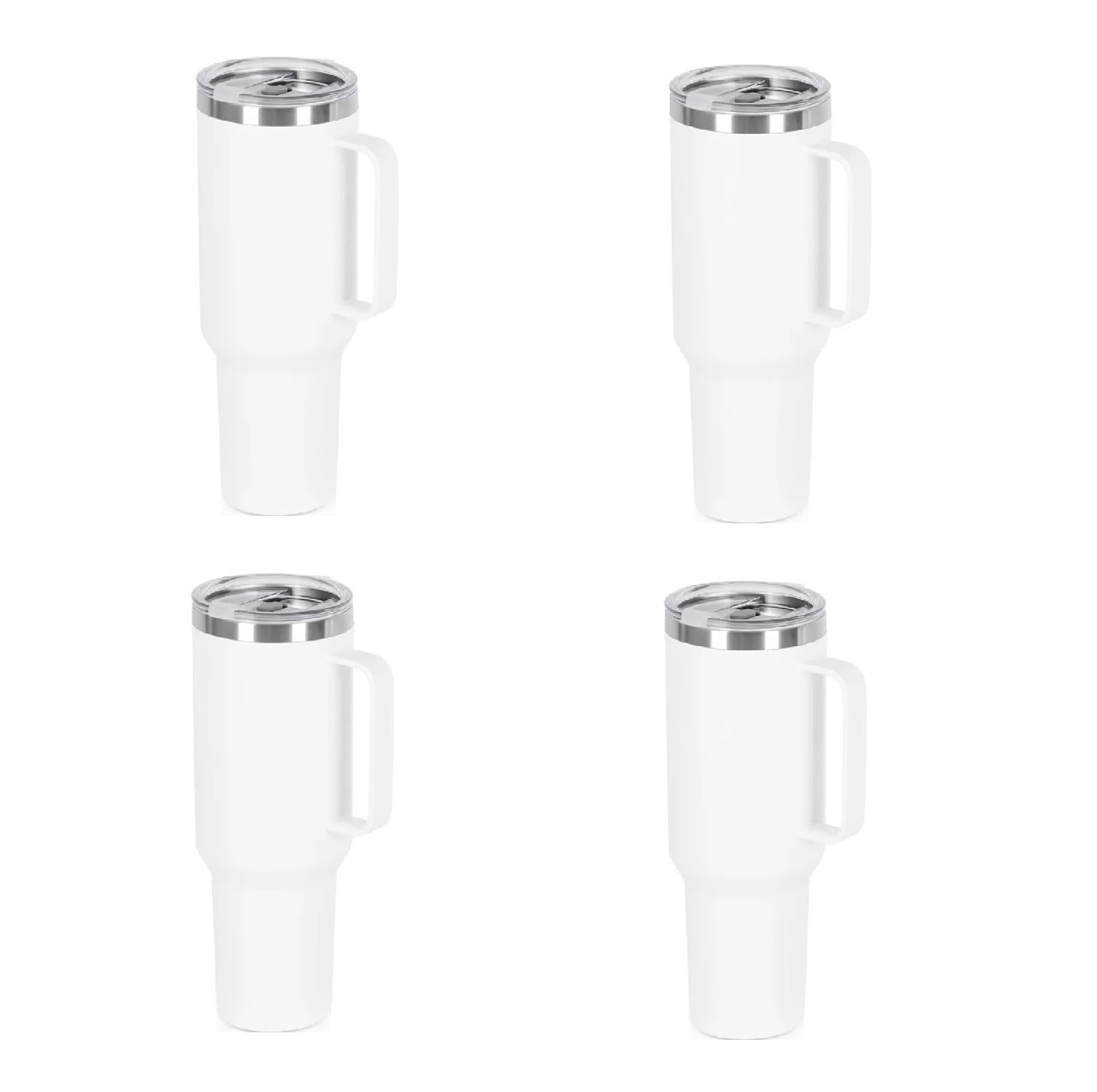 Skday Taza pajita para coche,Taza con pajita y asa (4 piezas) 40 oz con asa y pajita, taza aislada al vacío de doble pared de acero inoxidable, taza de viaje de 40 OZ a granel