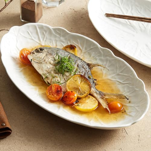 Assiette poisson élégante en céramique blanche pour buffet - 7