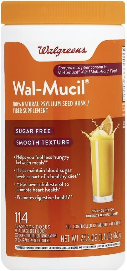 Walgreens Wal-Mucil 100% Natural Psyllium Seed Husk Bulk Forming Fiber Supplement Powder, 48.2 oz