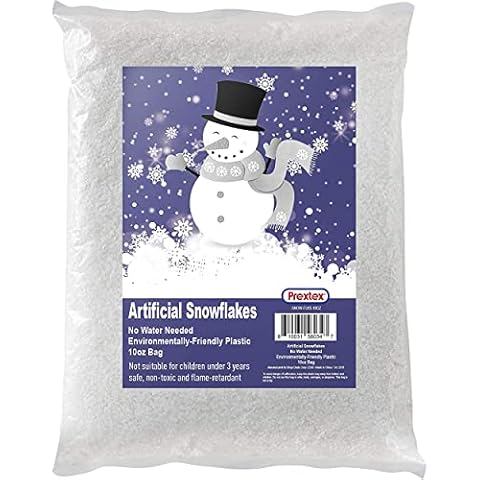 Prextex Artificial Snow 285g Fake Snow Flakes for Christmas Tree Decorations - Instant Snow White Dry Plastic Snowflakes for Holiday Decor and Ideal Home Winter Displays, Eco Friendly Party Decor Cover