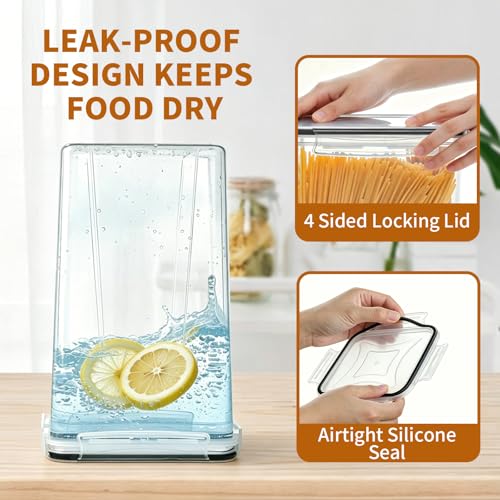 Flour Sugar Storage Containers, 10 Pack Large Airtight Food Storage Containers with Lids for Kitchen Pantry Organization and Storage, BPA Free Plastic Canisters Sets for Cereal, Rice and Baking - Image 5