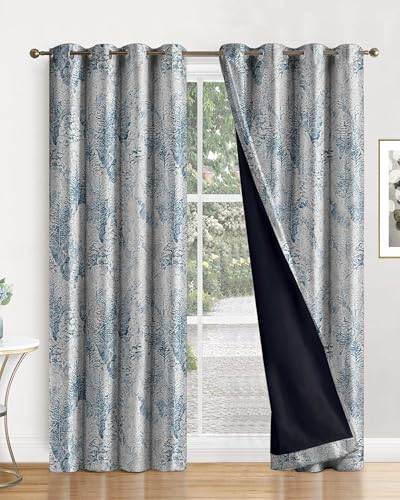 Image of Cloth Fusion Printed 100% Blackout Long Door Curtains 9 Feet Set of 2