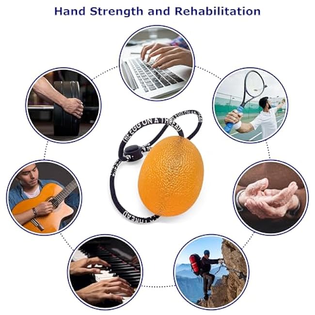 THE EGG ON A THREAD - hand squeezer trainer, grip strengthener, therapy and stress ball two-set. This exerciser is perfect for stress relief, forearm, hand and finger strength, therapy and rehab