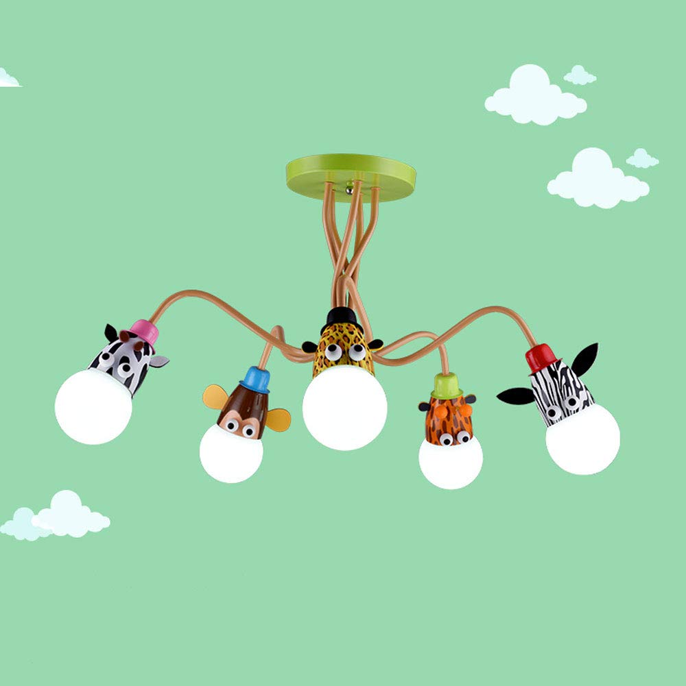 YZM Lampadario da soffitto per bambini,Plafoniera per bambini a tema animale,Perfetto per la cameretta dei bambini/la stanza dei giochi/scuola/asilo (5 lights)