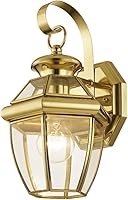 Vista 9 de Livex Lighting 2051-01 Monterey 1 Lámpara de pared exterior con acabado de latón antiguo, acabado en latón macizo con vidrio biselado transparente