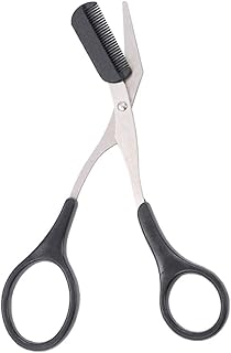 1PCS Professional Precision Eyebrow Trimmer Men Eyebrow Shear Scissors With Comb and Non Slip Finger Grips Eyelash Hair Scissors Cutter Remover Tool Eyebrow Grooming Tool