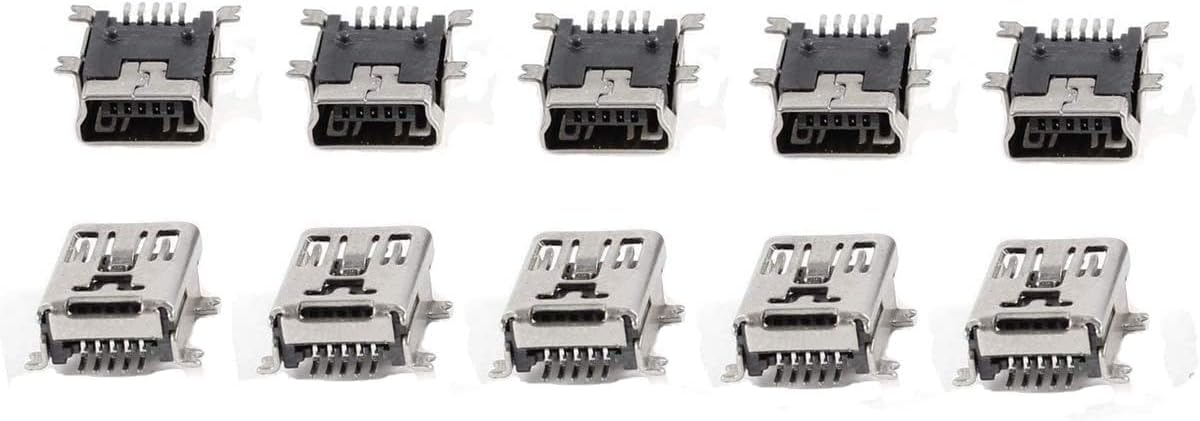 QMseller 10 Pcs Mini USB Type B Female Port 5-Pin 180 Degree SMD SMT PCB Jack Socket