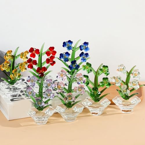 Orchidée en verre de cristal violet pour la décoration de table de salon